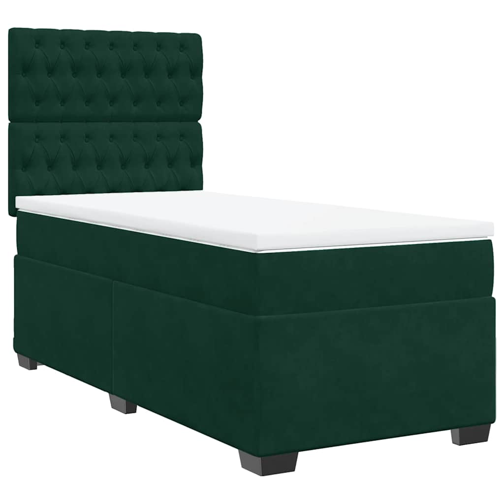 vidaXL Box spring postel s matrací tmavě zelená 90x190 cm samet