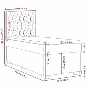 Box spring postel s matrací modrá 90 x 190 cm samet - obrázek 13