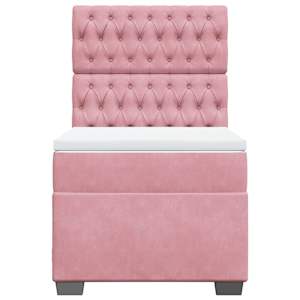 Box spring postel s matrací růžová 90x190 cm samet - obrázek 4