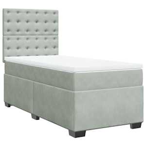 Box spring postel s matrací světle šedá 90x190 cm samet - obrázek 2