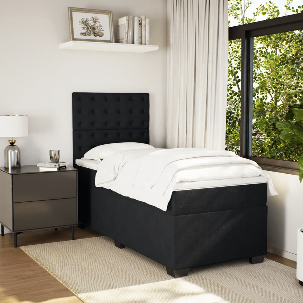 vidaXL Boxspring met matras fluweel zwart 90x190 cm, foto 2