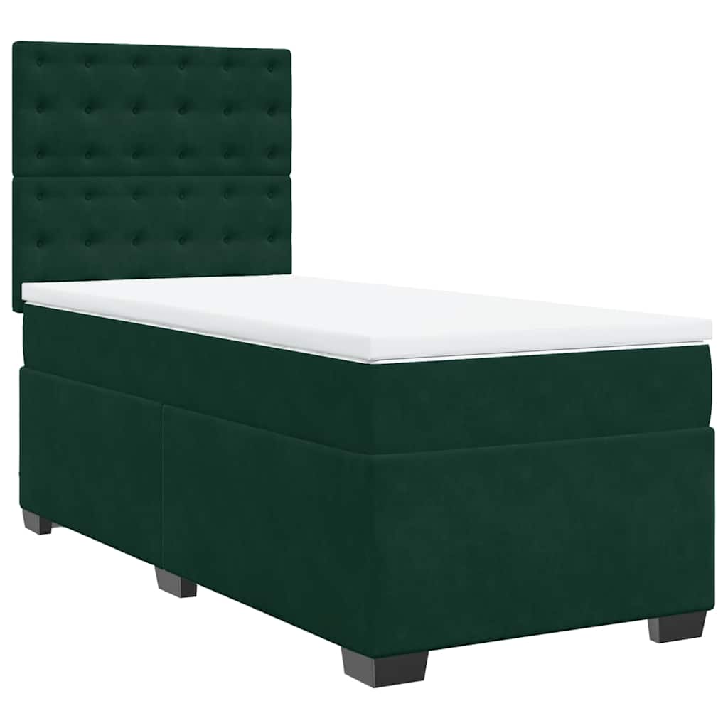 vidaXL Boxspring met matras fluweel donkergroen 90x190 cm groen, foto 3