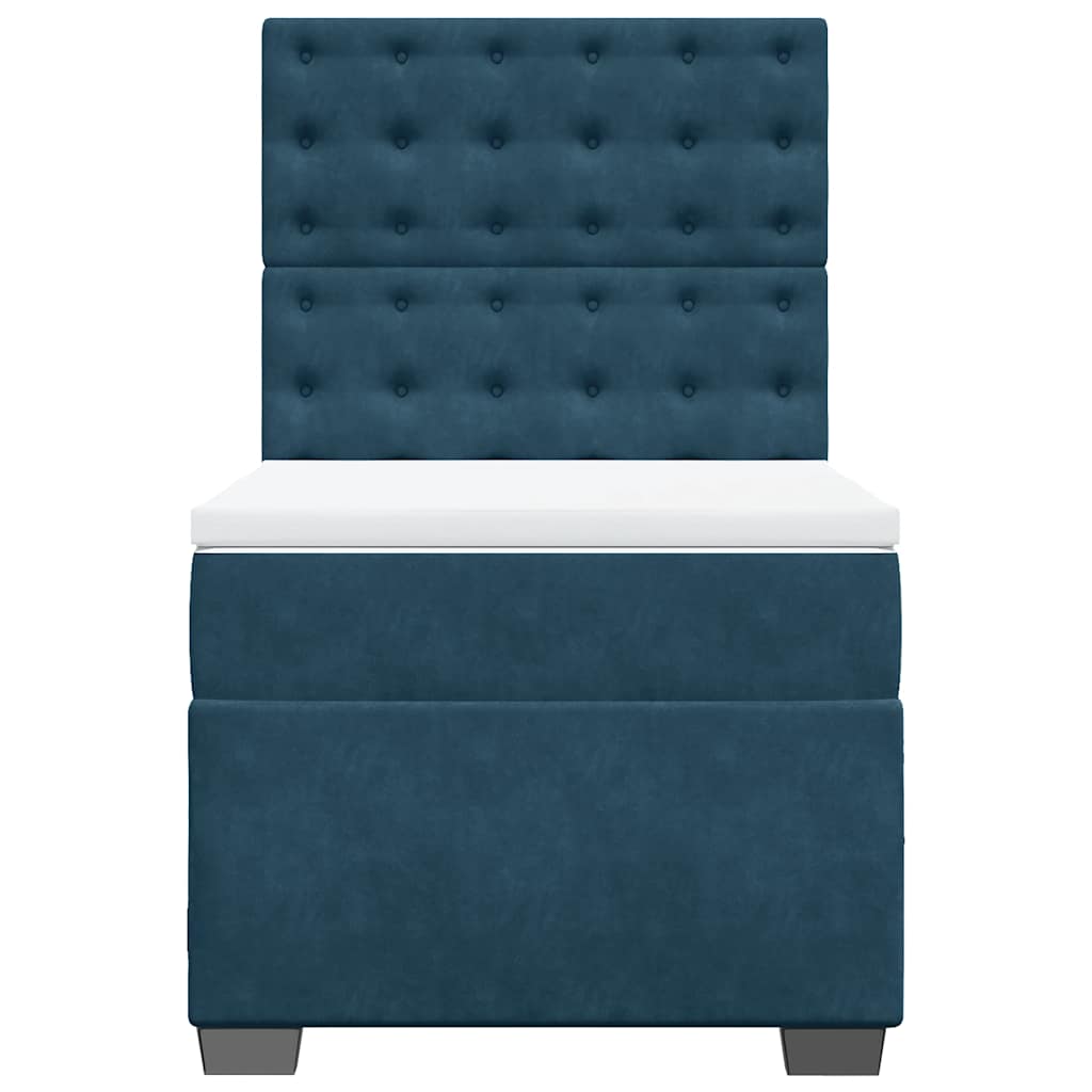 vidaXL Boxspring met matras fluweel blauw 90x190 cm, foto 4