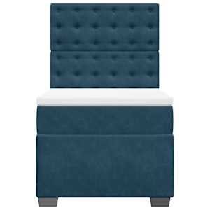 Box spring postel s matrací modrá 90 x 190 cm samet - obrázek 4