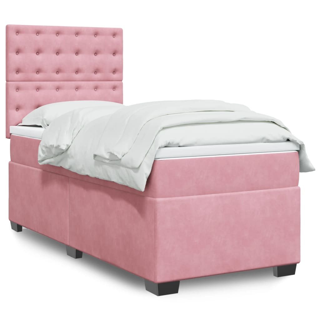 Boxspringbett mit Matratze Rosa 90×190 cm Samt