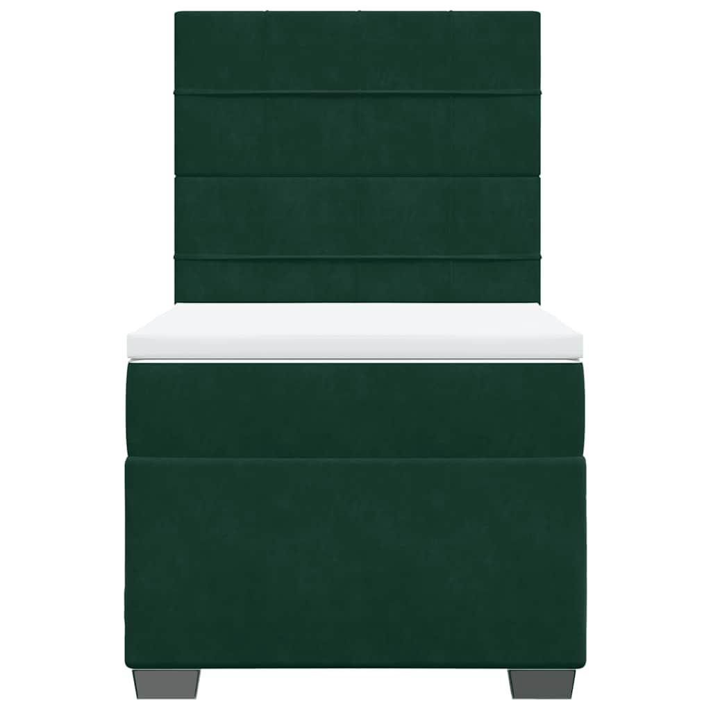 vidaXL Boxspring met matras fluweel donkergroen 90x200 cm groen, foto 4