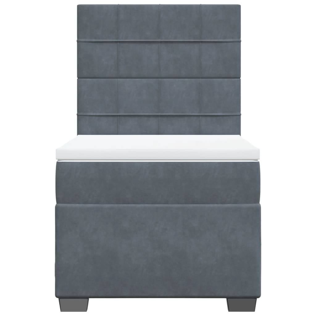 vidaXL Boxspring met matras fluweel donkergrijs 90x200 cm grijs, foto 4