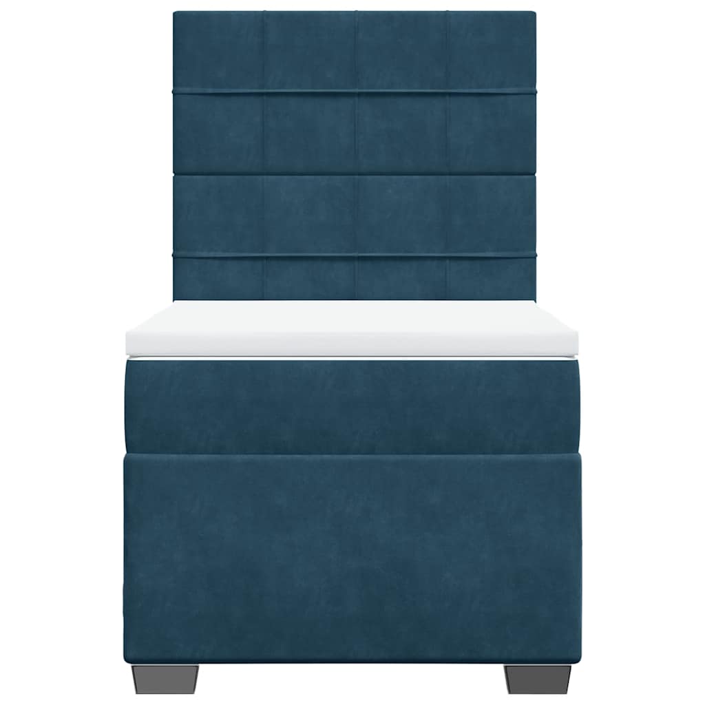 vidaXL Boxspring met matras fluweel blauw 90x200 cm, foto 4