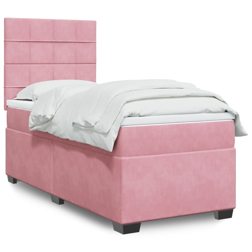 Boxspringbett mit Matratze Rosa 90×200 cm Samt