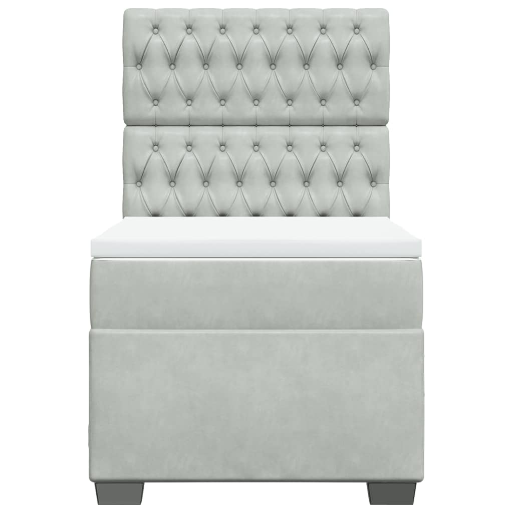 vidaXL Boxspring met matras fluweel lichtgrijs 90x200 cm grijs, foto 4