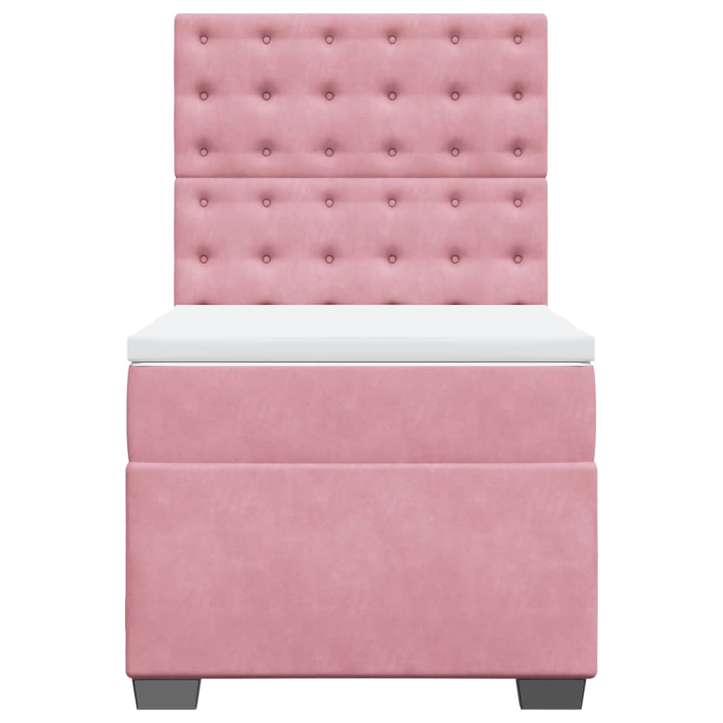 vidaXL Boxspring met matras fluweel roze 90x200 cm, foto 4