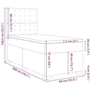 Box spring postel s matrací růžová 90x200 cm samet - obrázek 13
