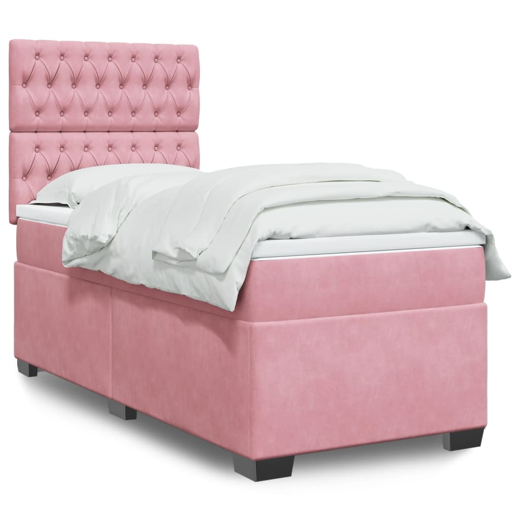 Boxspringbett mit Matratze Rosa 90×200 cm Samt