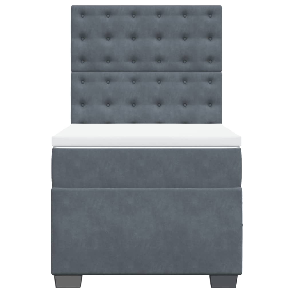 vidaXL Boxspring met matras fluweel donkergrijs 90x200 cm grijs, foto 4