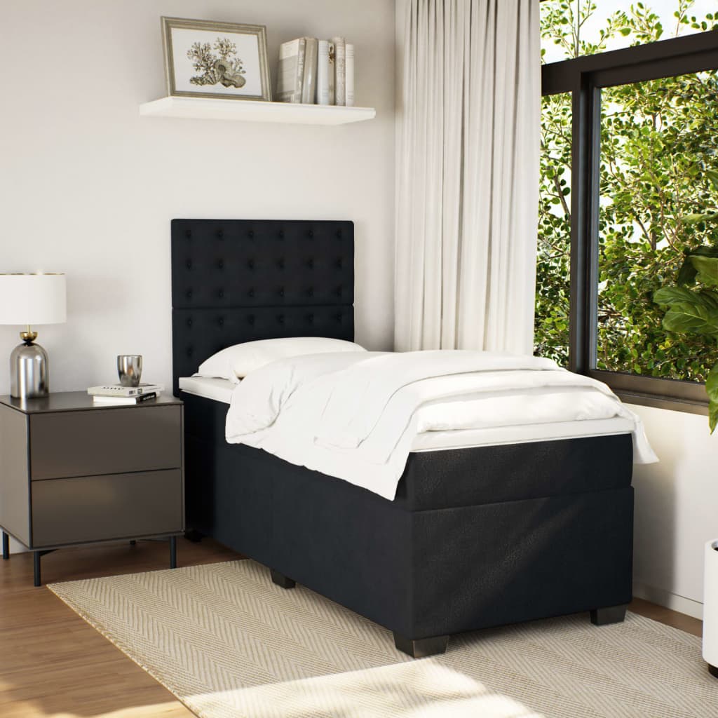 vidaXL Boxspring met matras fluweel zwart 90x200 cm, foto 2