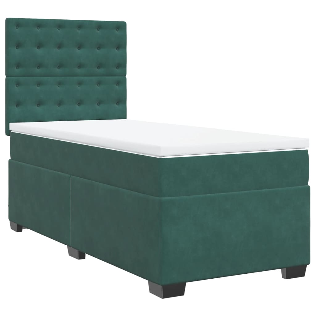 Thumbnail - vidaXL Boxspringbett mit Matratze Dunkelgrün 90x200 cm Samt