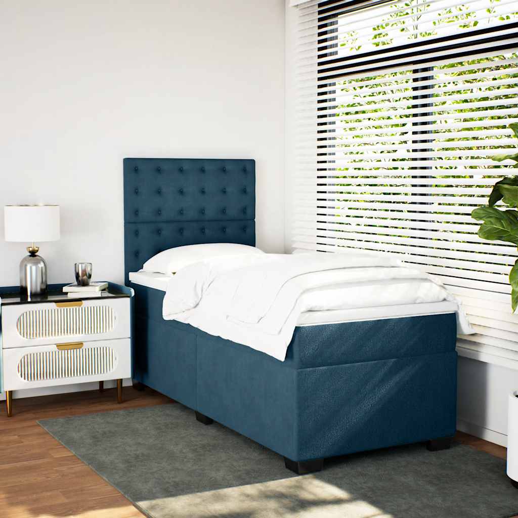 Thumbnail - vidaXL Boxspringbett mit Matratze Blau 90x200 cm Samt