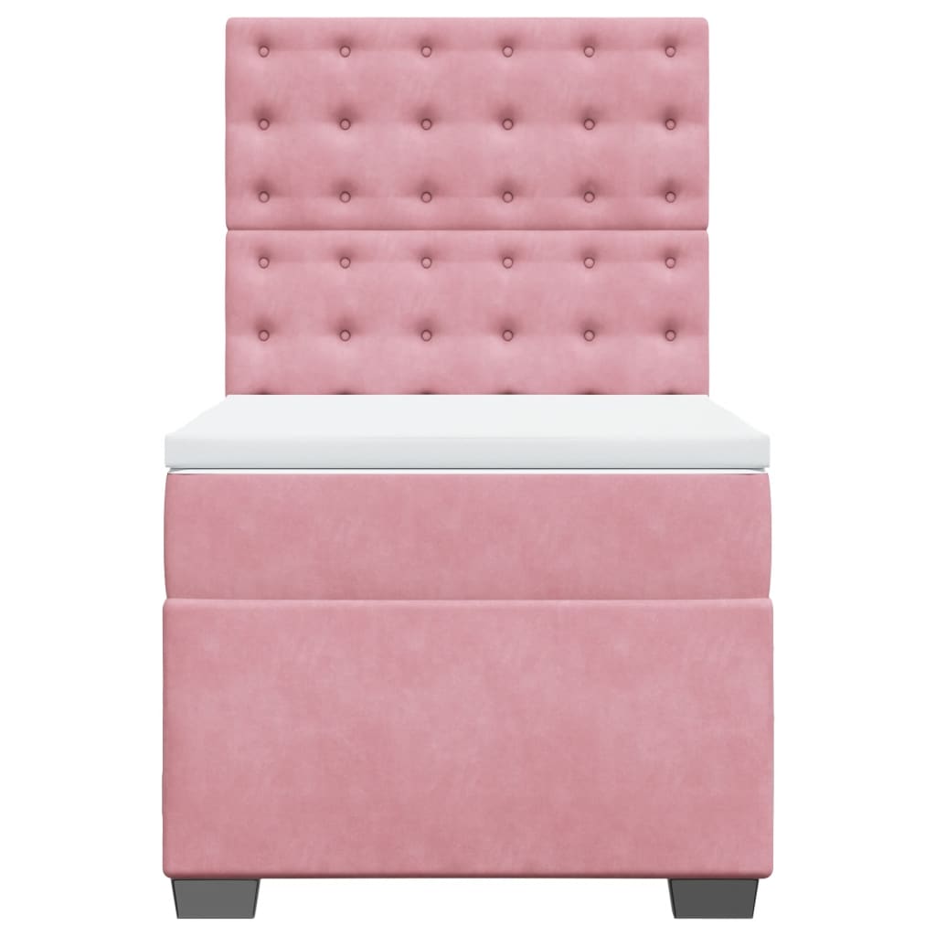 vidaXL Boxspring met matras fluweel roze 90x200 cm, foto 4