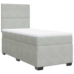 Box spring postel s matrací světle šedá 100x200 cm samet - obrázek 2