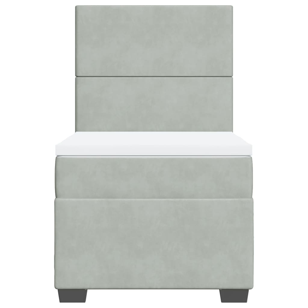 vidaXL Boxspring met matras fluweel lichtgrijs 100x200 cm grijs, foto 4