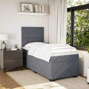 Box spring postel s matrací tmavě šedá 100x200 cm samet - obrázek 3
