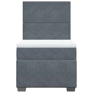 Box spring postel s matrací tmavě šedá 100x200 cm samet - obrázek 4