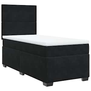 Box spring postel s matrací černá 100x200 cm samet - obrázek 2