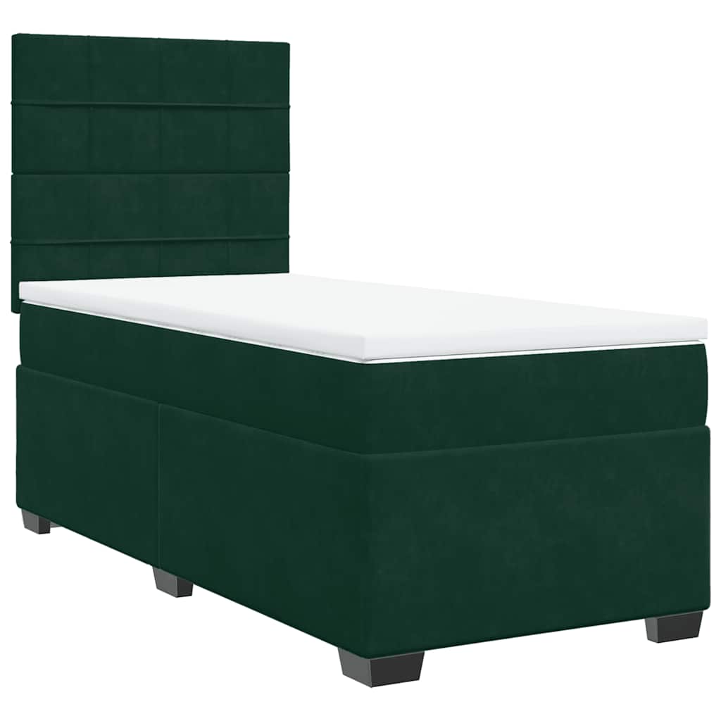vidaXL Boxspring met matras fluweel donkergroen 100x200 cm groen, foto 3