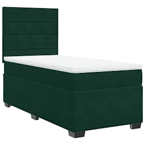 Box spring postel s matrací tmavě zelená 100x200 cm samet - obrázek 2