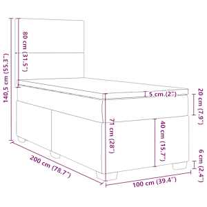 Box spring postel s matrací tmavě zelená 100x200 cm samet - obrázek 13