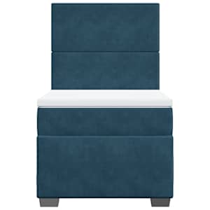 Box spring postel s matrací modrá 100 x 200 cm samet - obrázek 4