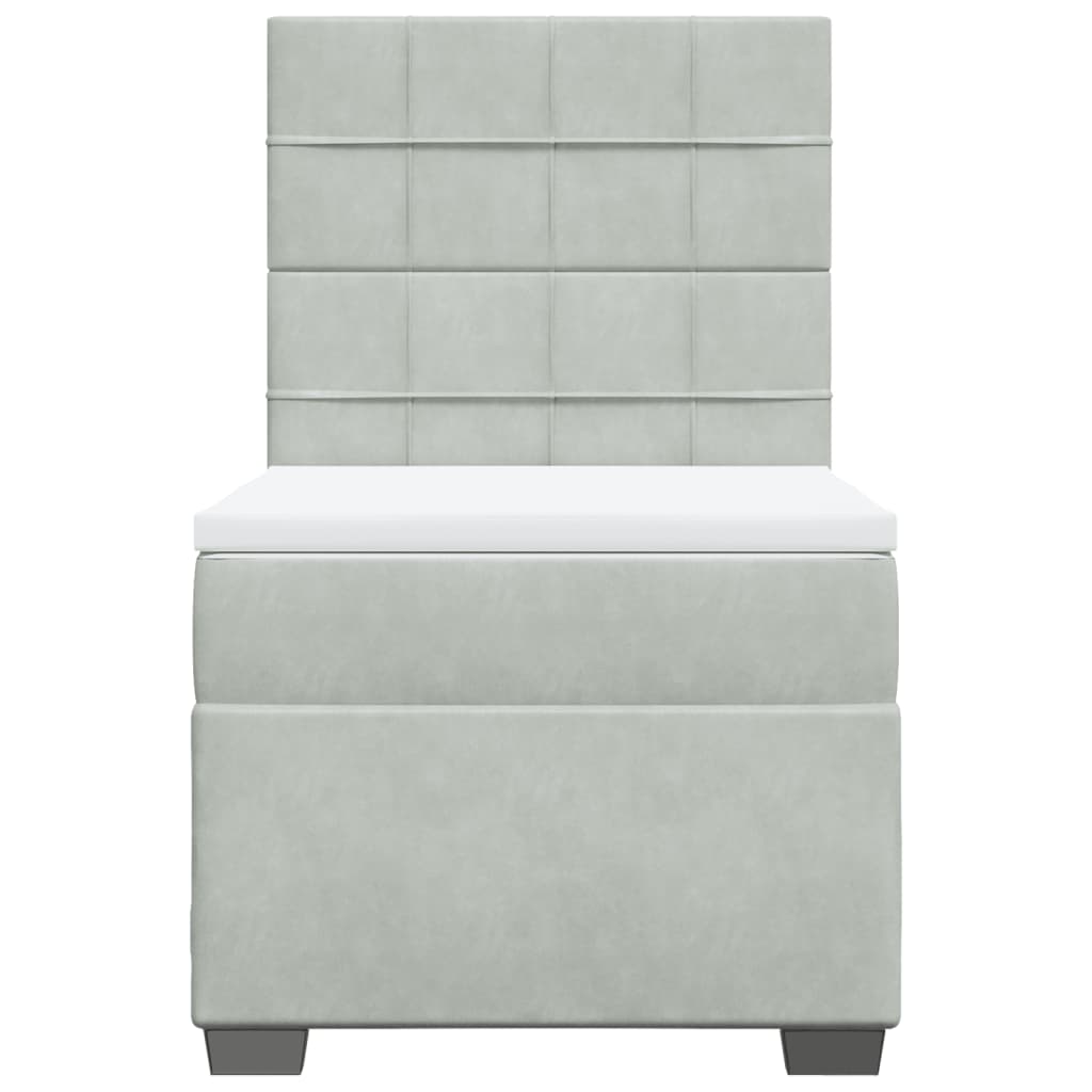 vidaXL Boxspring met matras fluweel lichtgrijs 100x200 cm grijs, foto 4