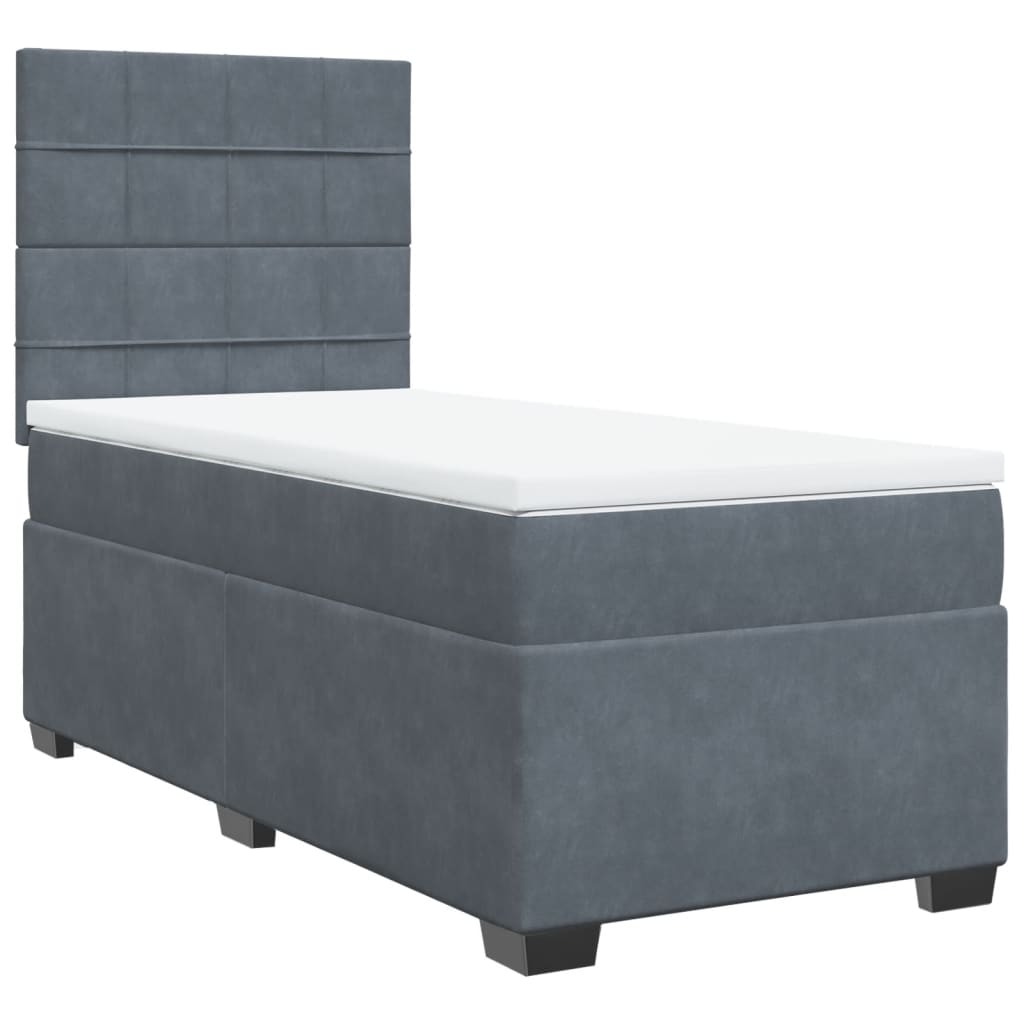 Thumbnail - vidaXL Boxspringbett mit Matratze Dunkelgrau 100x200 cm Samt