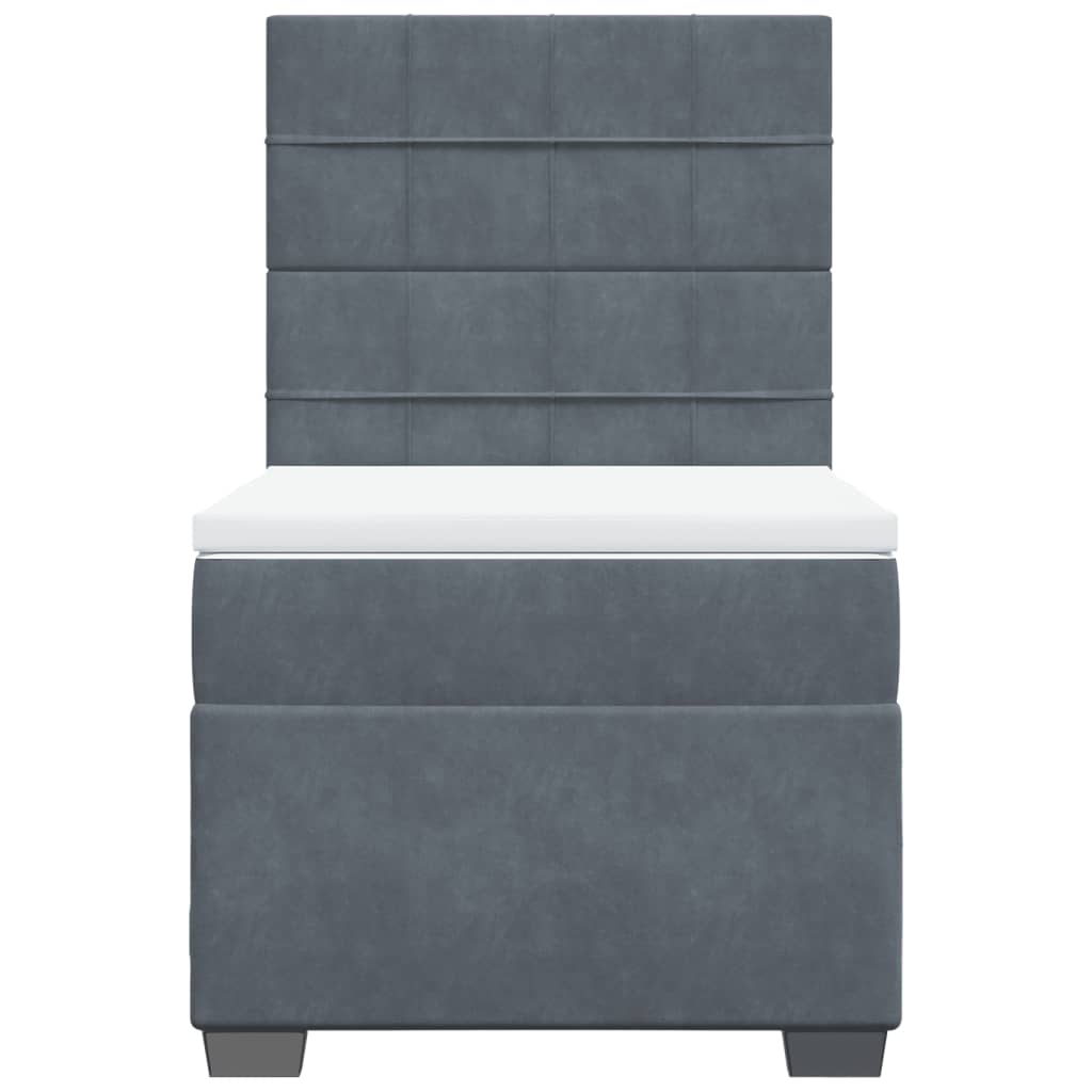 vidaXL Boxspring met matras fluweel donkergrijs 100x200 cm grijs, foto 4