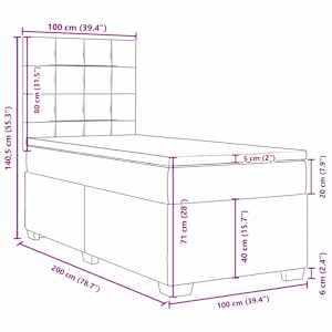 Box spring postel s matrací tmavě šedá 100x200 cm samet - obrázek 13