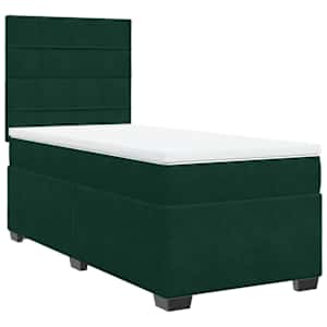 Box spring postel s matrací tmavě zelená 100x200 cm samet - obrázek 2