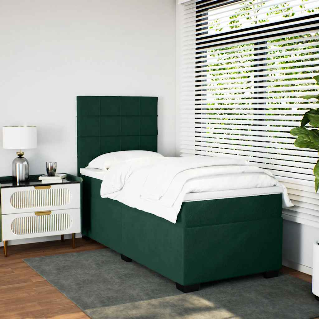 vidaXL Boxspring met matras fluweel donkergroen 100x200 cm groen, foto 2