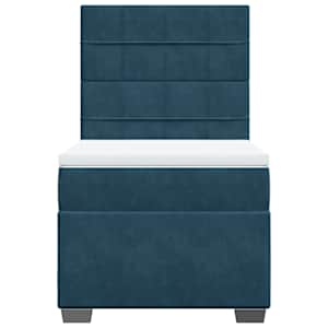 Box spring postel s matrací modrá 100 x 200 cm samet - obrázek 4