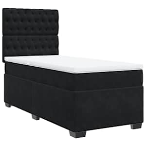Box spring postel s matrací černá 100x200 cm samet - obrázek 2