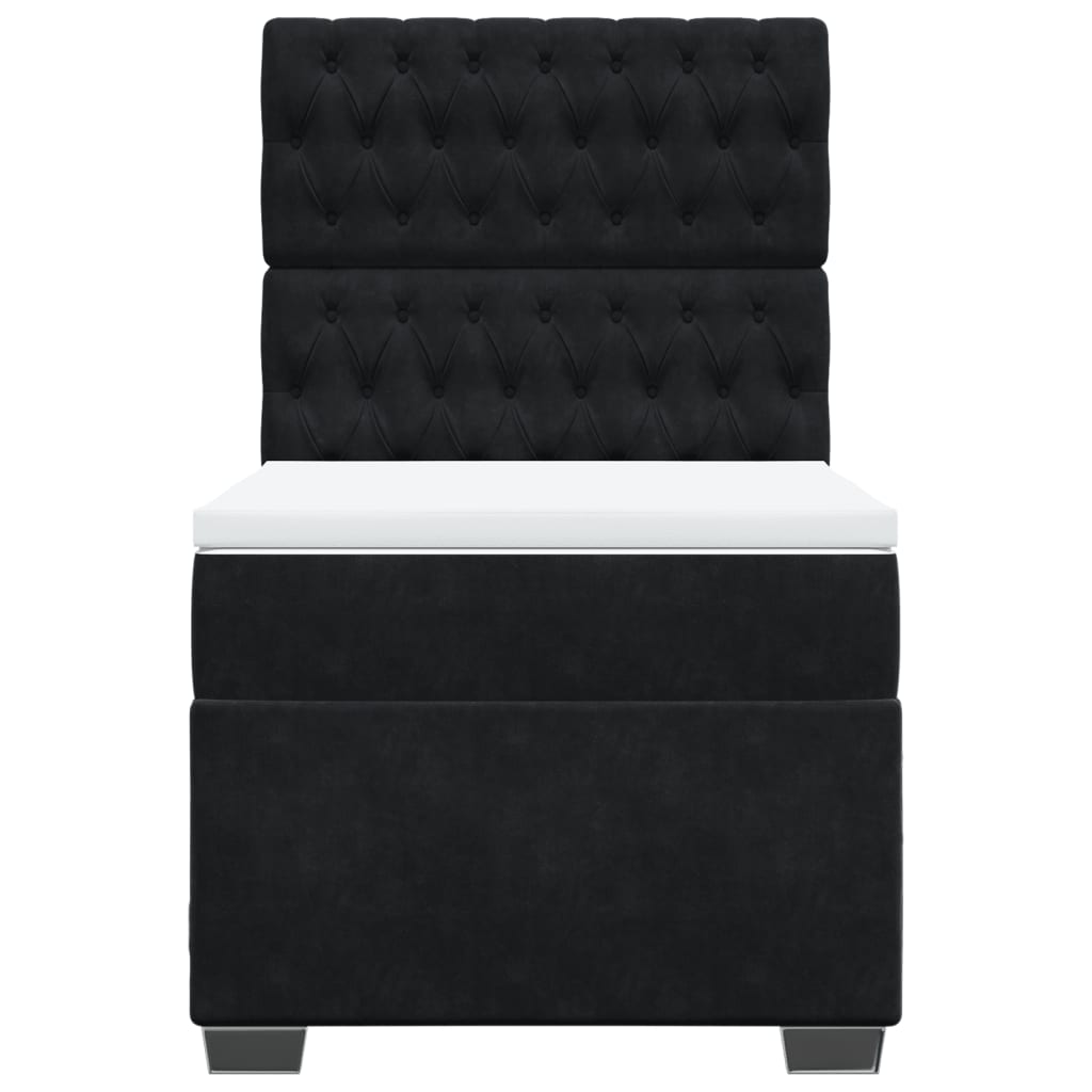 vidaXL Boxspring met matras fluweel zwart 100x200 cm, foto 4