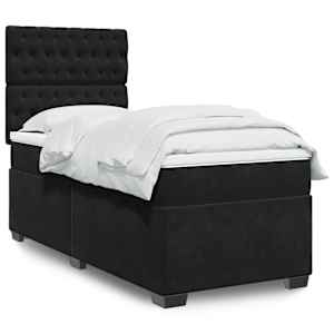 Box spring postel s matrací černá 100x200 cm samet - obrázek 1
