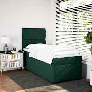 vidaXL Box spring postelja z vzmetnico temno zelena 100x200 cm žamet