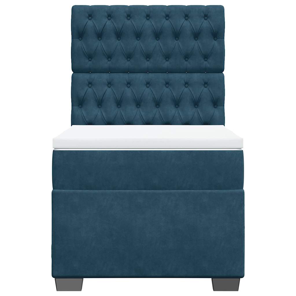 vidaXL Boxspring met matras fluweel blauw 100x200 cm, foto 4