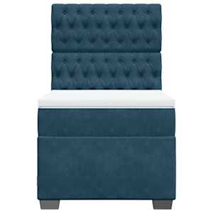 Box spring postel s matrací modrá 100 x 200 cm samet - obrázek 4