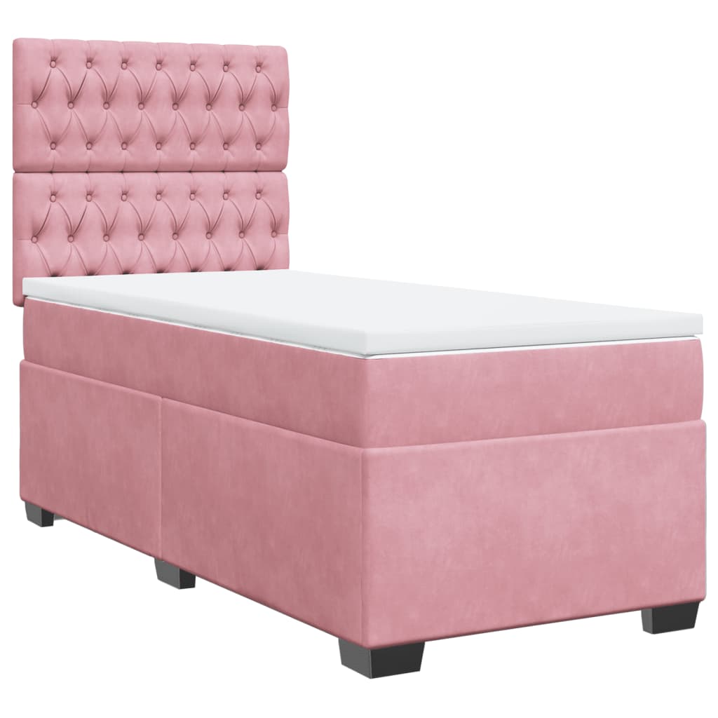 vidaXL Boxspring met matras fluweel roze 100x200 cm, foto 3