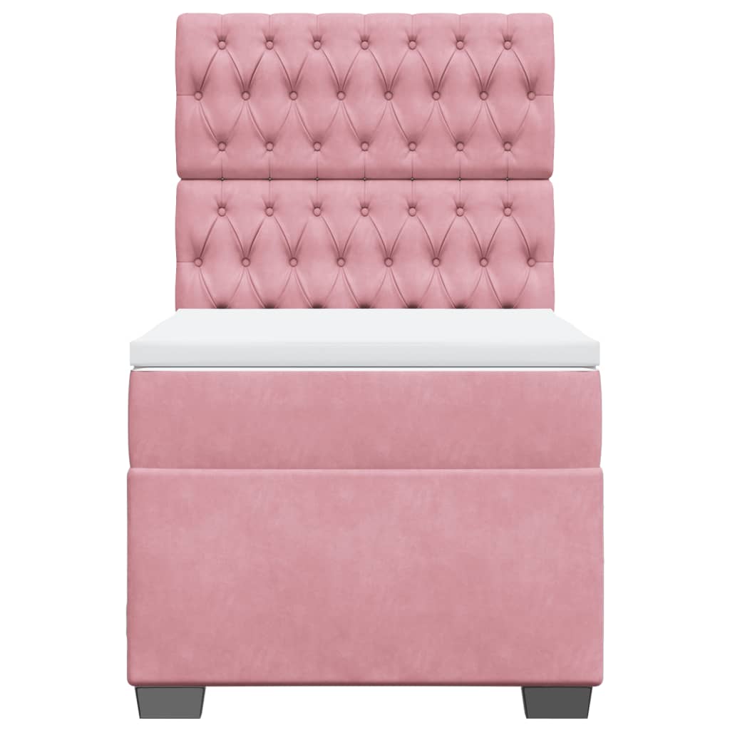 vidaXL Boxspring met matras fluweel roze 100x200 cm, foto 4