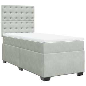 Box spring postel s matrací světle šedá 100x200 cm samet - obrázek 2