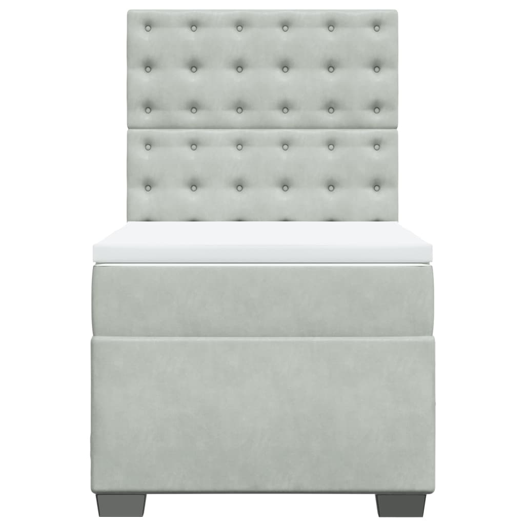 vidaXL Boxspring met matras fluweel lichtgrijs 100x200 cm grijs, foto 4
