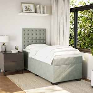 Box spring postel s matrací světle šedá 100x200 cm samet - obrázek 3
