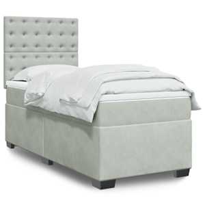 Box spring postel s matrací světle šedá 100x200 cm samet - obrázek 1